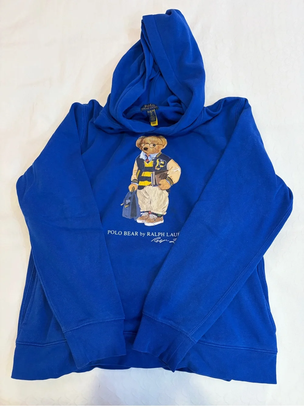 Ralph Lauren Polo Bear Crewneck Hoodie - Blue with Multi-Color Bear Graphic